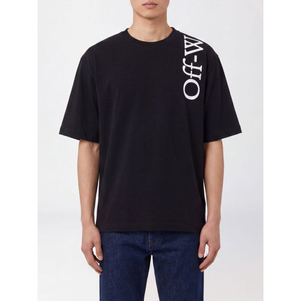 Off-White Men Off-White Contrast Logo Cotton T-Shirt With Dropped Shoulders